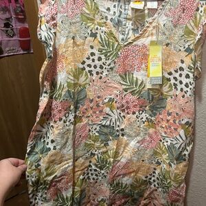 C&C California Multicolor Leaf Print Midi Dress